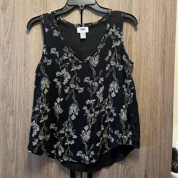 OLD NAVY, Black V-neck tank, size EXTRA SMALL, sheer back - Picture 1 of 3